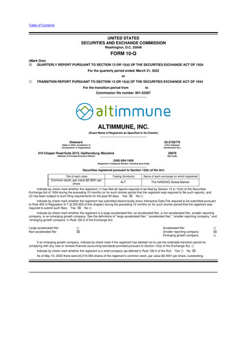 Thumbnail Altimmune 10-Q Quarterly Report FY 