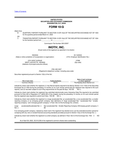 Miniature Inotiv 10-Q Rapport trimestriel 2022 