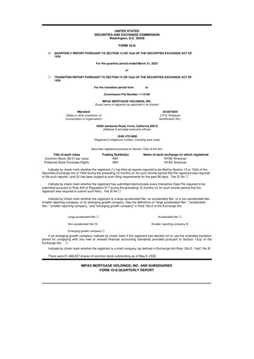 Thumbnail Impac Mortgage Holdings 10-Q Quarterly Report FY2022 