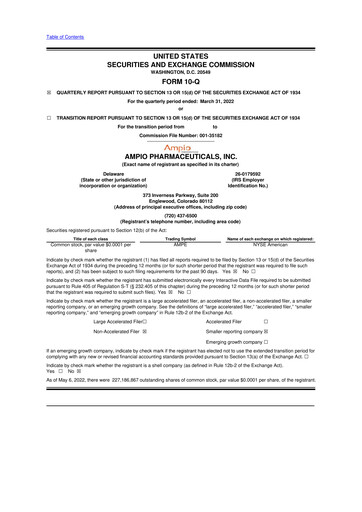 Thumbnail Ampio Pharmaceuticals 10-Q Quarterly Report FY2022 