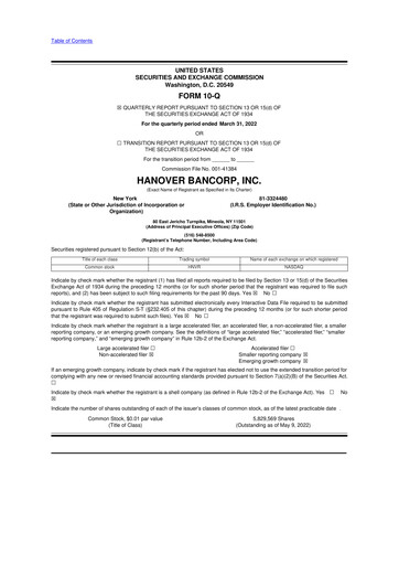 Thumbnail Hanover Bancorp 10-Q Quarterly Report FY2022 