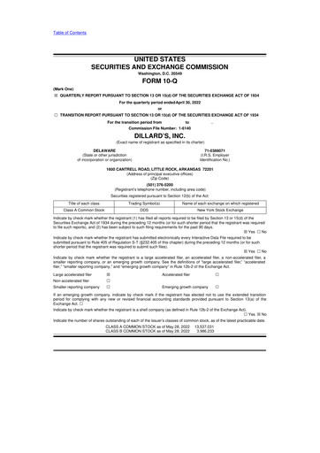 Thumbnail Dillard's
 10-Q Quarterly Report FY2022 