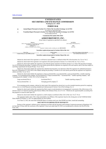 Thumbnail AeroVironment 10-K Annual Report 2022