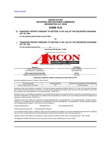 Vorschaubild AMCON Distributing Company 10-Q Quartalsbericht 2022 