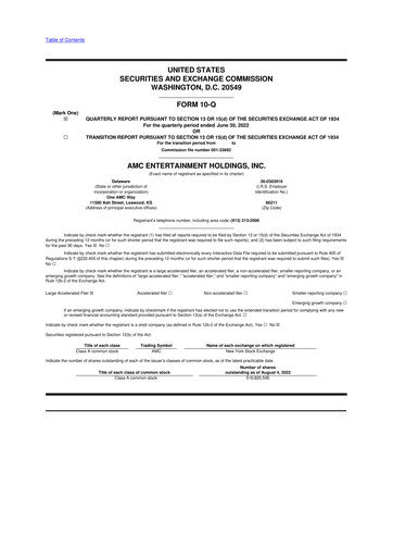 Thumbnail AMC Entertainment 10-Q Quarterly Report FY 