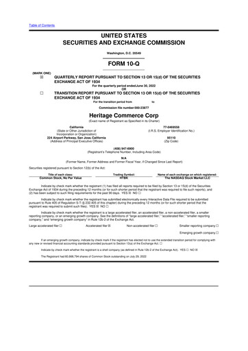 Thumbnail Heritage Commerce 10-Q Quarterly Report FY2022 