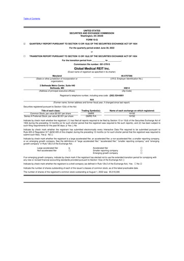 Thumbnail Global Medical REIT
 10-Q Quarterly Report FY2022 