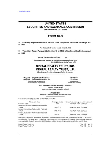 Thumbnail Digital Realty 10-Q Quarterly Report FY 