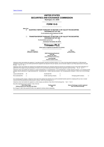 Thumbnail Trinseo 10-Q Quarterly Report FY2022 