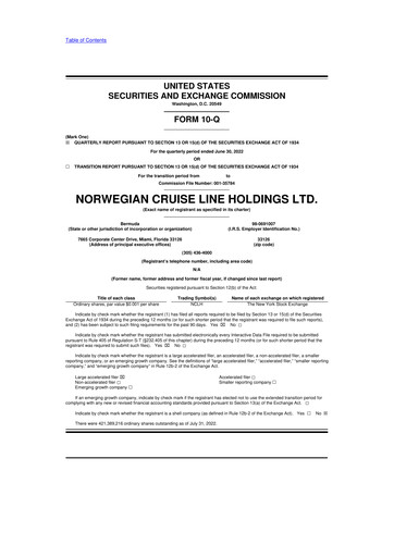 Thumbnail Norwegian Cruise Line
 10-Q Quarterly Report FY2022 