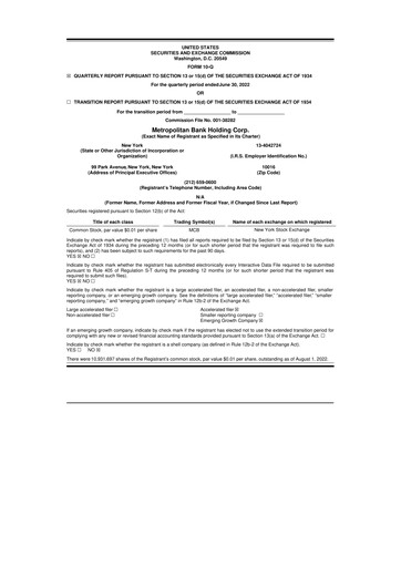 Thumbnail Metropolitan Bank Holding 10-Q Quarterly Report FY2022 