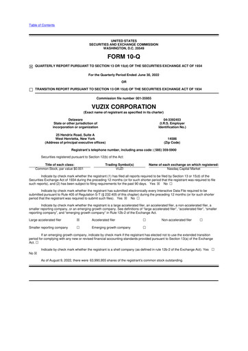 Thumbnail Vuzix
 10-Q Quarterly Report FY2022 