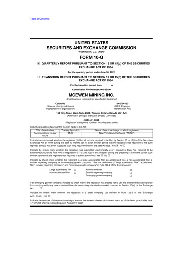 Thumbnail McEwen Mining 10-Q Quarterly Report FY2022 