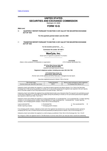 Miniature MaxCyte 10-Q Rapport trimestriel  