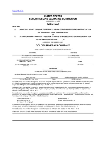 Thumbnail Golden Minerals
 10-Q Quarterly Report FY2022 