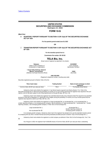 Vorschaubild TELA Bio 10-Q Quartalsbericht 2022 