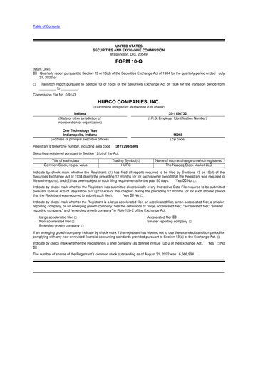 Thumbnail Hurco Companies 10-Q Quarterly Report FY2022 