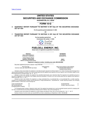 Thumbnail FuelCell Energy
 10-Q Quarterly Report FY2022 