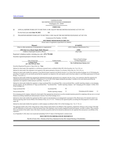 Thumbnail Southern Missouri Bancorp 10-K Annual Report 2022