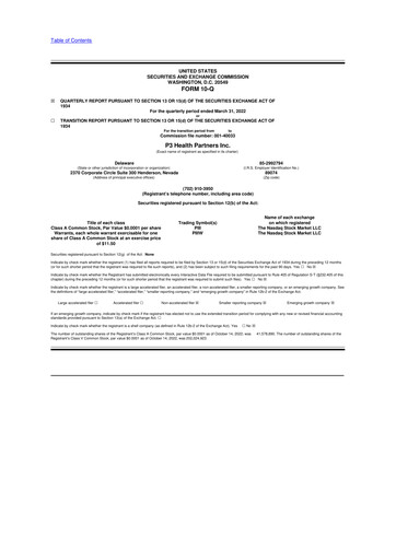 Thumbnail P3 Health Partners 10-Q Quarterly Report FY2022 