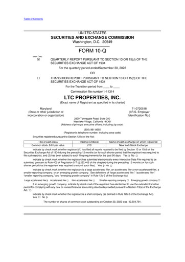 Thumbnail LTC Properties 10-Q Quarterly Report FY2022 