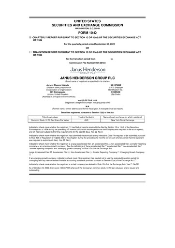 Thumbnail Janus Henderson
 10-Q Quarterly Report FY2022 