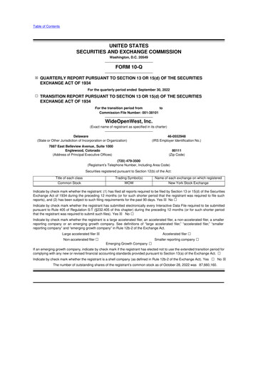 Thumbnail WideOpenWest 10-Q Quarterly Report FY2022 
