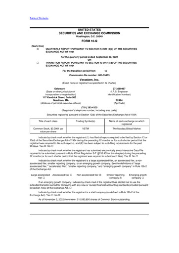 Thumbnail Verastem Oncology
 10-Q Quarterly Report FY2022 