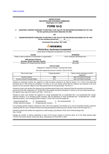 Vorschaubild RB Global
 10-Q Quartalsbericht 2022 