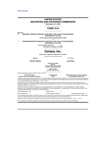 Thumbnail Certara 10-Q Quarterly Report FY2022 