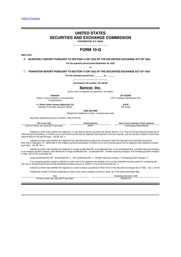 Thumbnail Xencor 10-Q Quarterly Report FY2022 