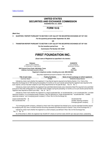 Thumbnail First Foundation
 10-Q Quarterly Report FY2022 