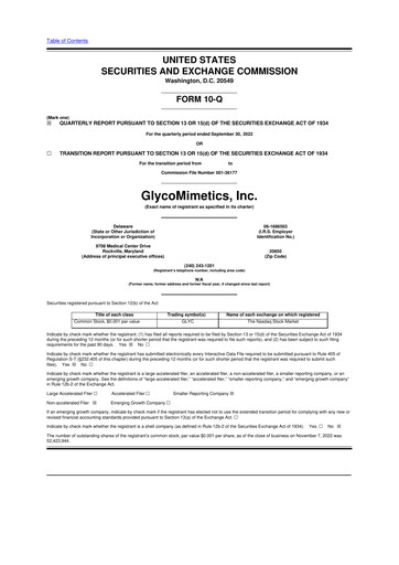 Thumbnail GlycoMimetics
 10-Q Quarterly Report FY2022 