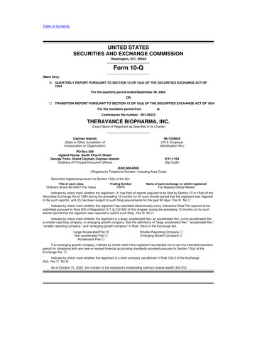 Vorschaubild Theravance Biopharma
 10-Q Quartalsbericht 2022 