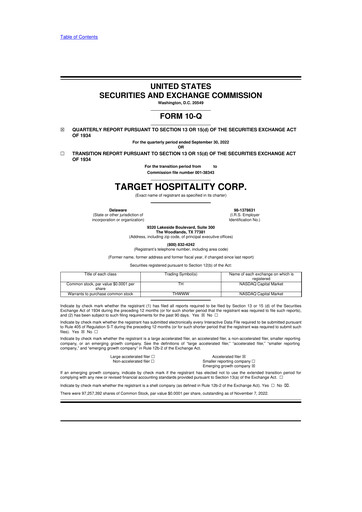 Thumbnail Target Hospitality 10-Q Quarterly Report FY2022 
