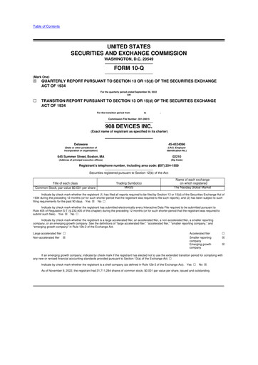 Thumbnail 908 Devices 10-Q Quarterly Report FY2022 