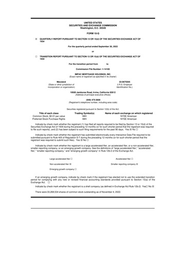 Thumbnail Impac Mortgage Holdings 10-Q Quarterly Report FY2022 