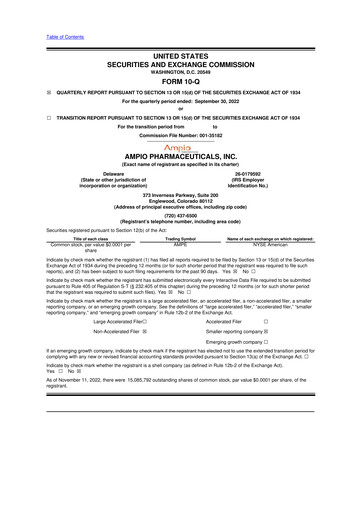 Thumbnail Ampio Pharmaceuticals 10-Q Quarterly Report FY2022 