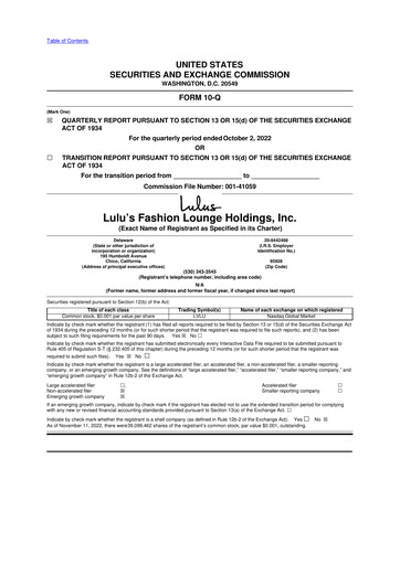 Thumbnail Lulu's Fashion Lounge 10-Q Quarterly Report FY2022 