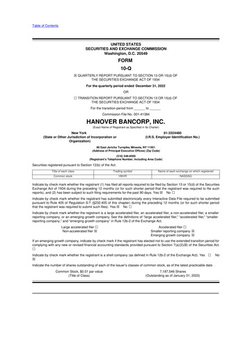 Thumbnail Hanover Bancorp 10-Q Quarterly Report FY2023 
