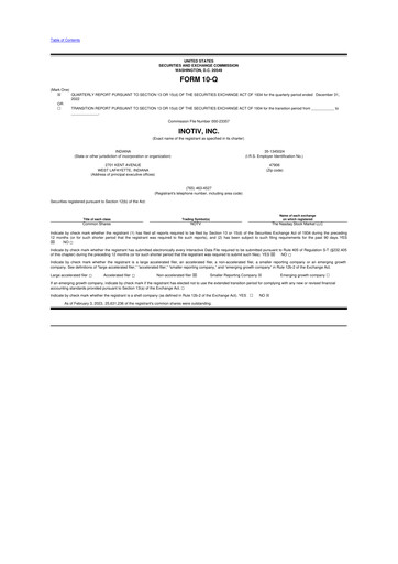 Miniature Inotiv 10-Q Rapport trimestriel 2023 