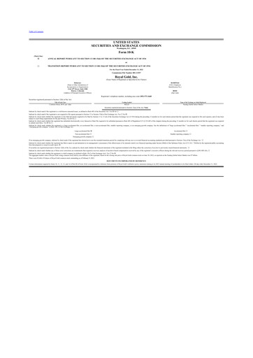 Thumbnail Royal Gold
 10-K Annual Report 2022