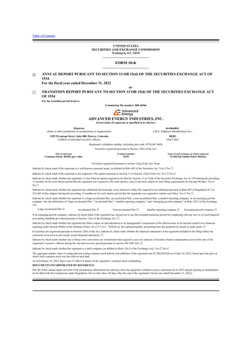 Thumbnail Advanced Energy 10-K Annual Report 2022