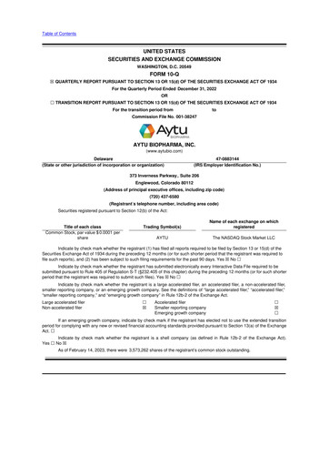 Thumbnail Aytu BioScience
 10-Q Quarterly Report FY2023 