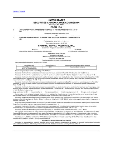 Thumbnail Camping World
 10-K Annual Report 2022