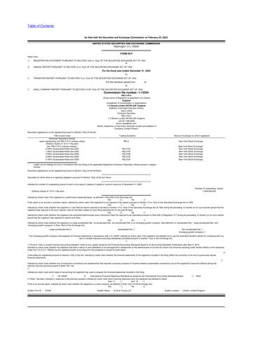 Miniature RELX 20-F Rapport annuel 