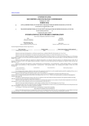 Thumbnail International Bancshares Corp 10-K Annual Report 2022