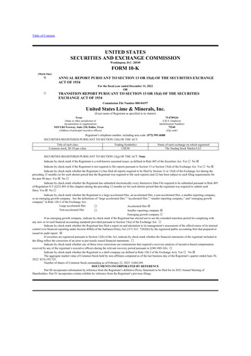 Thumbnail United States Lime & Minerals  10-K Annual Report 2022