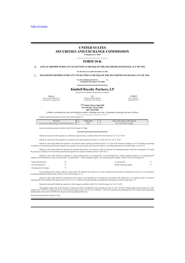 Thumbnail Kimbell Royalty Partners 10-K Annual Report 2022