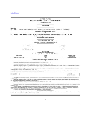 Thumbnail Generation Bio
 10-K Annual Report 2022